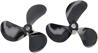 Fielect RC Boat CW CCW Propeller 4mm Shaft 3 Vanes 48mm 9.25 P/D Fan Shape Pastic Black Rotating Propeller Props for RC Boat, 2 Pairï¼ˆPositive Oarï¼‰