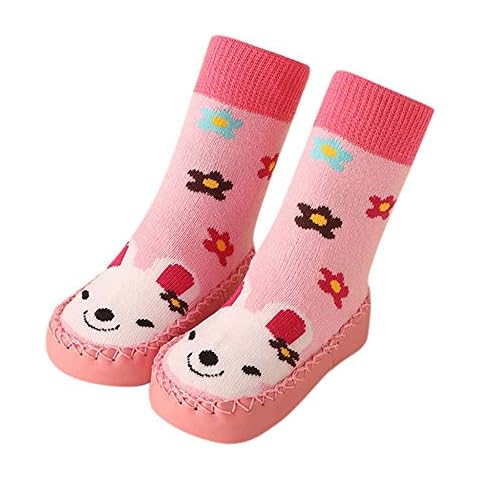 Zerototens Easter Baby Floor Socks,Kids Infant Toddler Kids Boys Girls Cartoon Animals Print Anti-Slip Knitted Boots Socks Thermal Fleece Slipper Socks 1-3 Years Old Cover