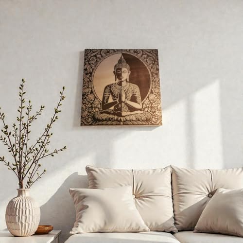 grabewood Cuadro de Buda en Madera Tallada – Decoración Zen Feng Shui para Salón, Yoga y Meditación – Arte Espiritual para Decorar el Hogar - imagen 9