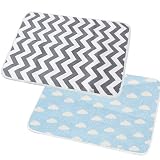 2 unidades de cambiadores de bebé – Cambiadores plegables de viaje para bebés, grandes, impermeables, lavables, pañales para bebés (ondulado+nubes, 50 x 70 cm)
