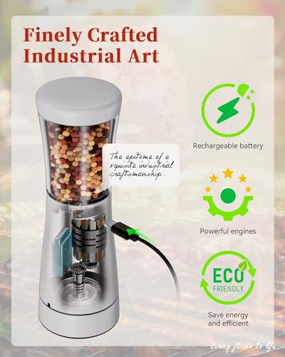 Electric Salt and Pepper Grinder Set with Storage Base Stainless Steel Rechargeable 4 5 - image 5