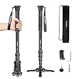 Manbily A-222 ausziehbares Kamera-Einbeinstativ aus Aluminium mit Füßen, tragbarer Reise- und Abnehmbarer Stativfuß, 5 Abschnitte bis zu 170cm, Max Belastung 7kg für DSLR Canon/Sony/Handy (Grau)