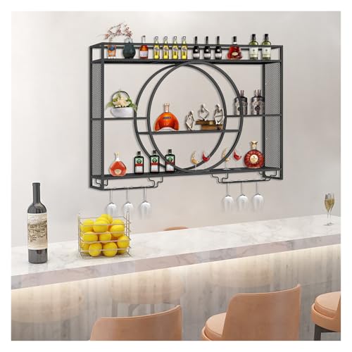 Présentoir de rangement pour le vin mural avec LED : étagère de présentation en métal