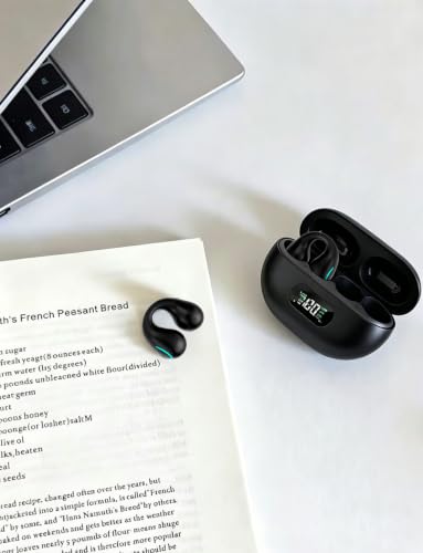 Image of Paekole Open Ear Earbuds 2026 Clip On Earbuds Open Ear Headphones, Premium Bluetooth, Hi‑Res Audio, Long Lasting 80H Playtime, IP66 Waterproof, Clip On Earbuds for Daily & Sports Workout, Black