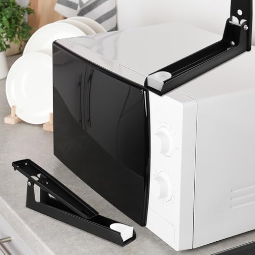 Support micro-ondes mural réglable étagère cuisine acier noir robuste - 7
