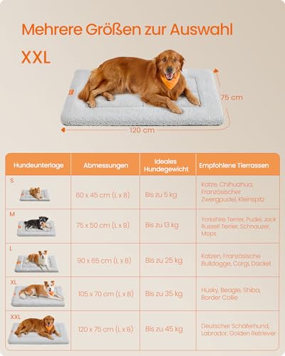 Feandrea Hundedecke, Haustier Decke, für Hunde, Katzen, 120 x 75 cm, XXL, maschinenwaschbar, trocknergeeignet, rutschfest, hellgrau PPB021G01