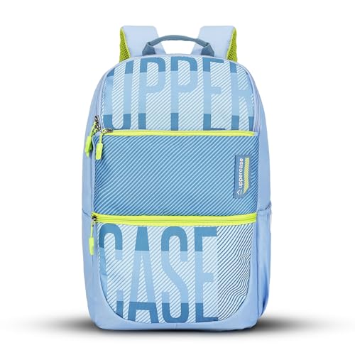 uppercase Campus 2503 Sustainable School Backpack | 2025 Collection | Well - Padded, Double Compartment with File Sleeve, Organizers, Side Bottle Pocket| For Boys & Girls | 500 Days Warranty | Blue