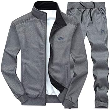 PASOK Men's Casual Tracksuit Long Sleeve Full Zip Running Jogging Sweatsuit Athletic Sports Set Dark Gray L