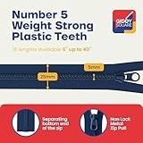 Cream 18" (46cm) Open Ended Chunky Zip – Heavy-Duty #5 Plastic Teeth for Sewing, Upholstery & Medium Garments by Giddy Square - Image 2