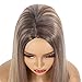 LuoLeiNa Long Blonde Wig for Women Ombre Mix Brown Ash Blonde Middle Part 24 Inches Straight Halloween Wigs Natural Looking Synthetic Heat Resistant Fiber Hair Replacement Daily Party Costume Wig