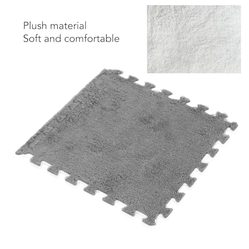 10 Plüsch-Schaumstoffmatten Plüsch-Bodenmatten Schaumstoff-Bodenmatten Ineinandergreifende Plüsch-Bodenmatten, Schaumstoff-Bodenmatten für Schlafzimmer (Grau)