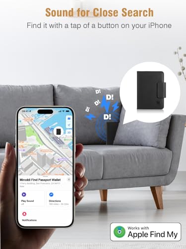 Miroddi Passport Holder for Travel, Works with Find My, Leather Passport Wallet for Travel Essentials, Passport Cover Case for Men and Women with Finder Tracker, 8 Card Slots, RFID Blocking, Black — view 2