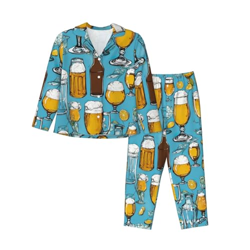 Pyjama à manches longues imprimé bière fin des pantalons trop serrés