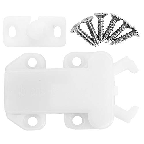 6 Pack Cabinet Push Latch, Rebound Self Locking Device, Nylon Automatic Pop up Cabinet Lock for Furniture Cabinet (Milky White)