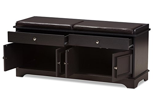 Baxton Studio Macklin Modern And Contemporary Dark Brown Wood 2-Drawer Shoe Storage Bench #TOP3