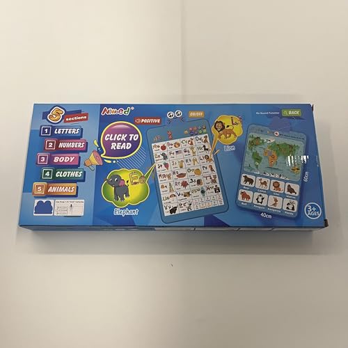 Electronic Interactive Double-Sided Alphabet Wall Chart, Talking ABC & 123s & Music & Learning Poster, Best for Preschool Boys & Girls (Blue+P)