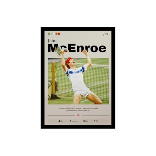 Image of BLINKART John McEnroe | Tennis Player | Synthetic Wood Photo Framed Wall Hanging Poster Room & Office Bedroom Living Boys And Girl Room Home Wall Hanging | 13x10 Inches