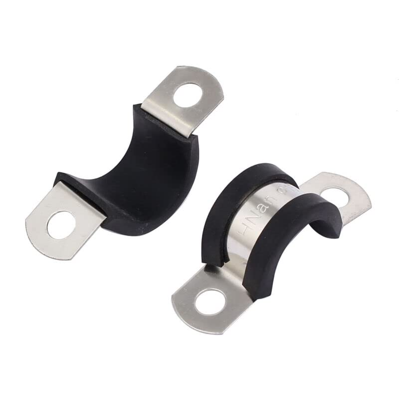 Tool parts 15mm Dia EPDM Rubber Lined U Shaped Pipe Tube Wire Clamps Clips 3pcs