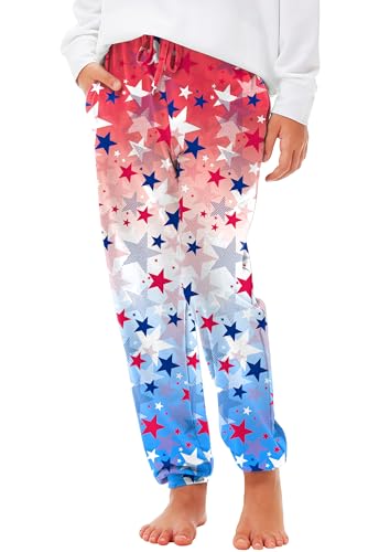 Image of Deerose 4th of July Pants American Flag Drawstring Sweatpants with Pockets 5-14 Years