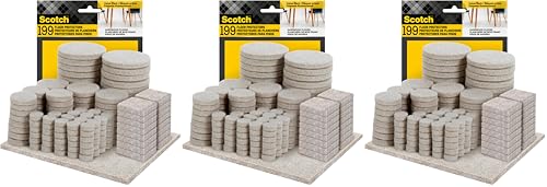 Image of Scotch Felt Pads 199 PCS Beige, Felt Furniture Pads for Protecting Hardwood Floors, Round, Assorted Sizes Value Pack, Self-Stick Design, Protecting from Nicks, dents and Scratches (FP845-199NA)