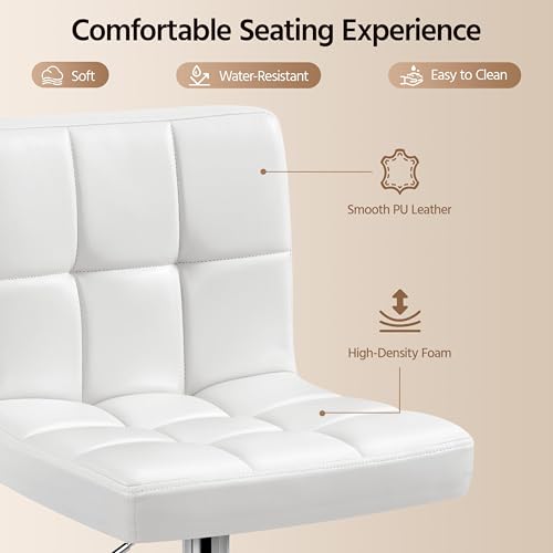 image for Yaheetech Bar Stools Set of 4, PU Leather Adjustable Swivel Barstools,