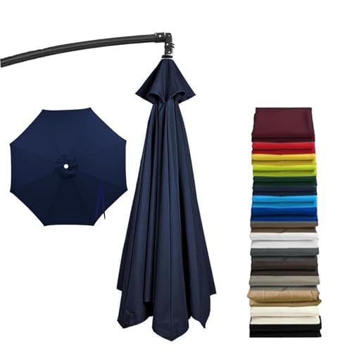 11ft Umbrella Replacement Canopy Patio 8 Ribs Sun Umberlla Cover UV 50+ Protection Waterproof Cantilever for Garden Backyard Pool (Drak Blue)