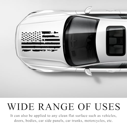 Image of Wevdn American Flag Sticker, 11.8 inch 23.6 inch, Black, PVC, Modern, Waterproof, Bumper Sticker