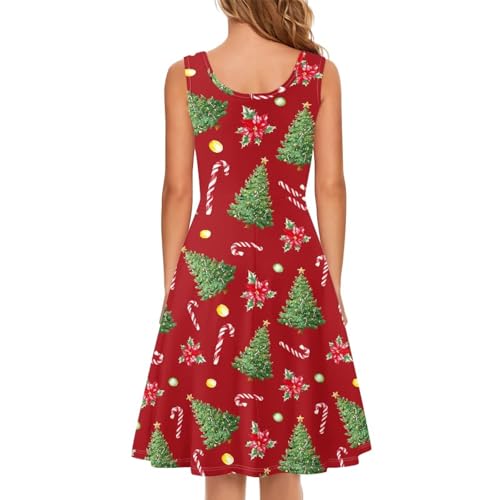 Image of Women's Casual Loose Sundress Midi Sleeveless Crewneck Dress Summer Beach Tank Dress with Pockets