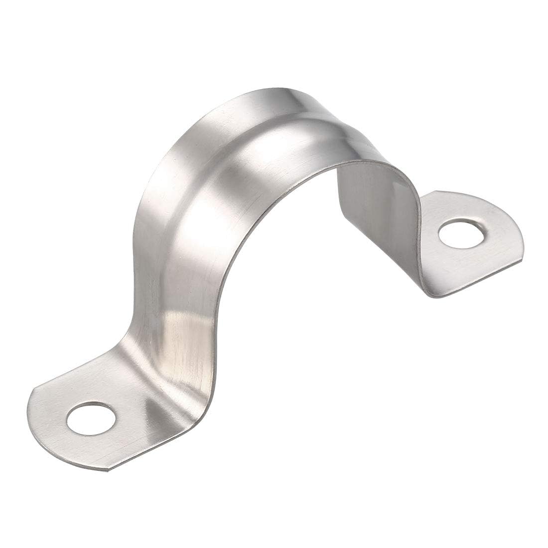 TA-VIGOR 10Pcs Rigid Pipe Straps, 32mm 2 Holes Stainless Steel Tension Tube Clip Clamp