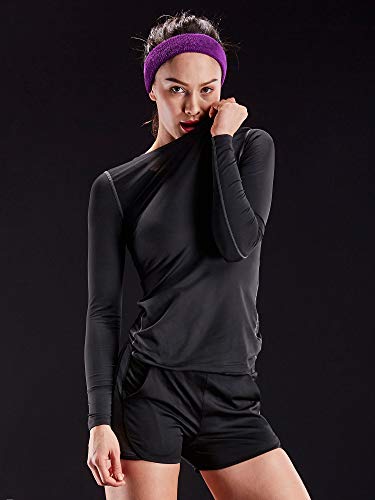 CADMUS Women's 3 Pack Running Compression Long Sleeve T Shirt,Balck,Red,White,X-Large