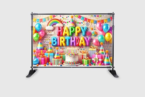 Image of Backdropon Balloon with Cake Themed Happy Birthday Design Backdrop for Birthday Decoration Traditional /Background Curtain Cloth for Party /Festival Size 5 Feet Height and 8 Feet Width(5 * 8)