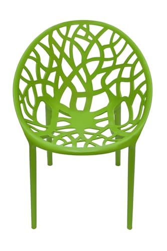 Image of activa Crystal Plastic Arm Chair | Stackable Indoor Outdoor Chair for Home, Balcony, Patio & Garden | Comfortable Designer Armrest Chair | Durable Plastic Seating Furniture (Green, Set of 1)