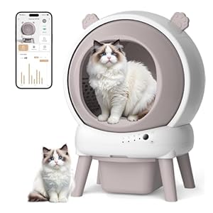 Self Cleaning Litter Box for Multiple Cats, Automatic Litter Box with APP Real-Time Monitor, Dual Safety Protection, Odor-Free Waste Disposal Includes Trash Bags, Pink