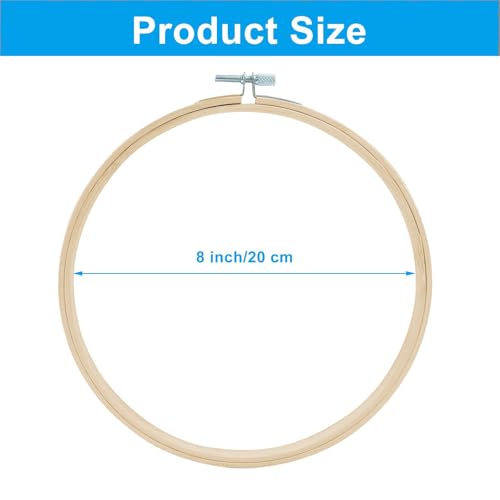 Image of Dijedev 12PCS 8 Inch Embroidery Hoops, Bamboo Circle Cross Stitch Hoop Ring Bulk, Wooden Round Embroidery Hoop Frame for Home Ornaments, Christmas Decoration, Art Craft Sewing, DIY