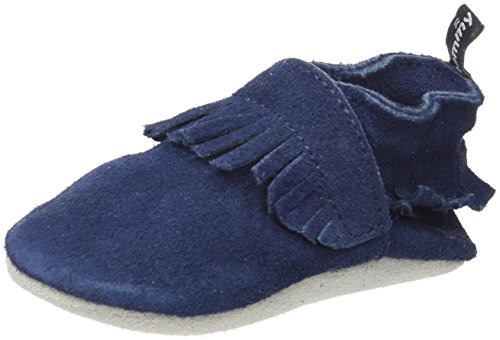 Tommy Tickle Soft Sole Leather Baby Shoes for Boys - Infant Boys Shoes, Toddler Boys Shoes (Small (0-6 MO), Blue (Navy Suede))
