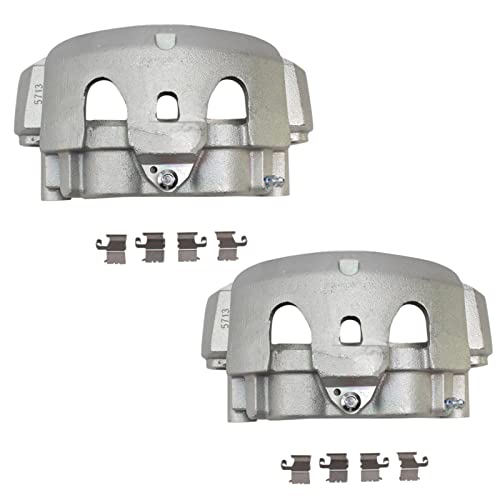 Image of TRQ Front Driver and Passenger Side Brake Caliper Set Caliper Brackets Hardware Compatible with 12-21 Nissan NV1500 NV2500 NV3500 16-23 Nissan Titan XD