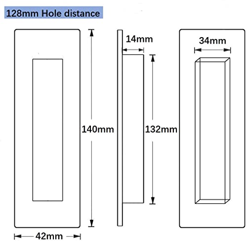 SYDARSYN 4 Pack Sliding Door Handle Tatami Cabinet Drawer Knob Rectangular Recessed Concealed Handles with Screws (Matte, 128mm) - Image 2