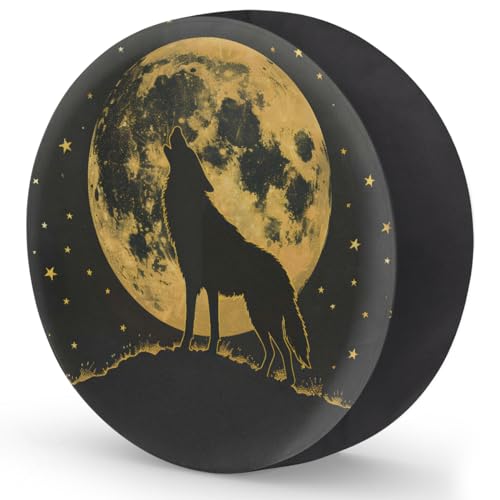 Image of Spare Tire Cover for RV Trailer, Moon Wolf Tire Covers Universal Fit for Travel Trailer Camper Jeep RV SUV Truck Waterproof Wheel Cover (17 inch for Diameter 31 inch - 33 inch)