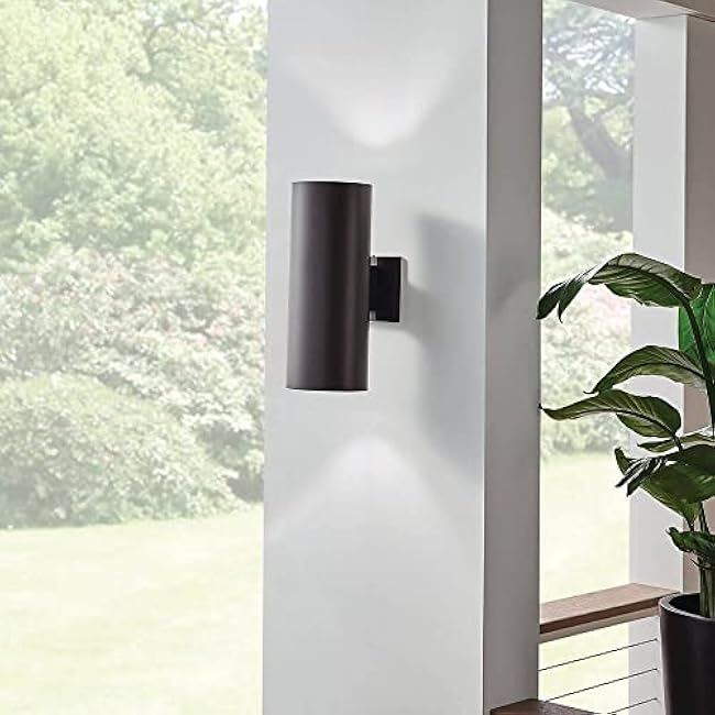 Kichler Cylinders 15 2-Light Outdoor Cylinder Wall Sconce in Architectural Bronze, (15 H x 5.75 W), 9246AZ
