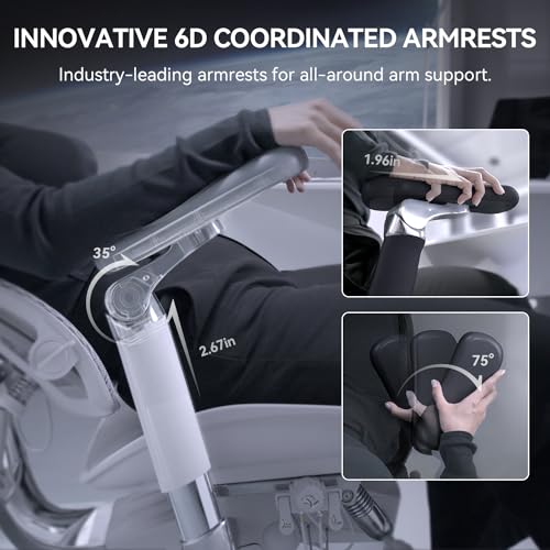 Image of SIHOO Doro S300 Ergonomic Office Chair, Computer Chair, Gaming Chair with Dual Dynamic Lumbar Support, 6D Coordinated Armrests, Adjustable Rolling Chair,2 Packs (White Italian Velvet Mesh)