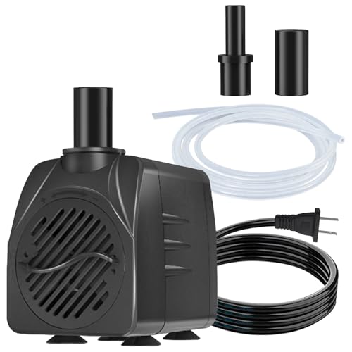 SongLong 200GPH(750L/H) 9.9ft Power Cord Submersible Pump, Water Fountain Pump with 5.3ft Lift for Ponds, Water Fountains, Aquariums & Hydroponics.