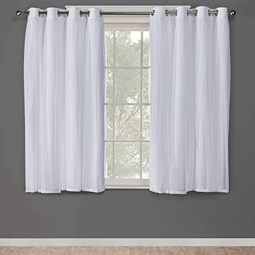 Image of TOWN & COUNTRY LUXE Talia Double Layer Indoor Curtains, Sheer and Room Darkening Blackout, Grommet Top, Energy Efficient, 2-Pack Set, 52 inchx120 inch, Turquoise