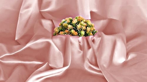 VDS Blush Pink Satin Fabric, 5 Yards Continuous, 45β Wide, Wedding Party Decoration Charmeuse Silky Sateen Bridal Dress DIY Crafts Fashion Scarf Costumes Lining Sewing Backdrop Arch Cloth - 2