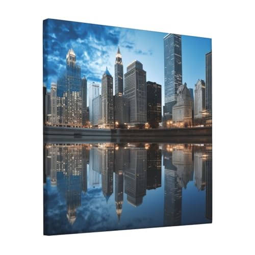 Toile Chicago réfléchissante 30,5 cm poster carré sans cadre haut de gamme