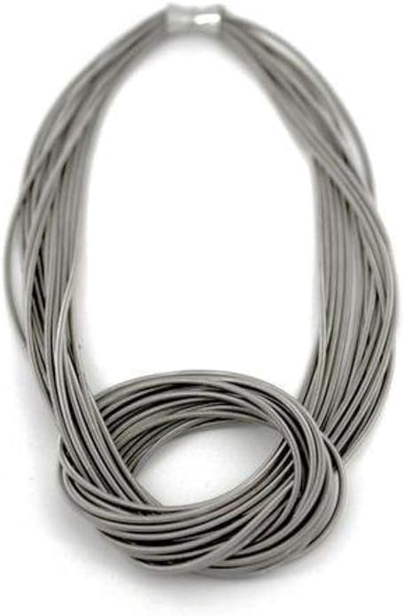 Sea Lily Piano Wire Knot Necklace Silver Tone With Snap Closure - 700