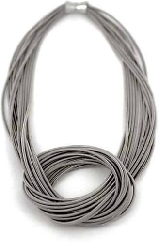 Sea Lily Piano Wire Knot Necklace Silver Tone With Snap Closure - 700