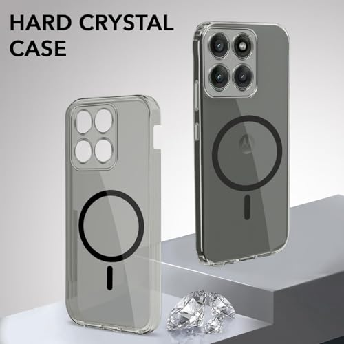Image of Jkobi Lifetime Anti-Yellow MagSafe Compatible Clear Back Cover Case for Motorola Moto Edge 60 Pro (Sleek Hard Crystal | Shockproof and Camera Protection)