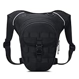 Long Keeper Bolsa Pierna Moto Impermeable Riñonera Pierna Tactica para Hombre Mujer Riñonera Molle Multifunción para Correr Senderismo Ciclismo Camping Outdoor (Negro)