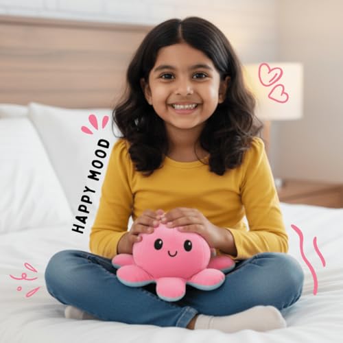 Image of TOYTALES Reversible Octopus Plushie Soft Toy for Kids | Cute Adorable Stuffed Animal | Flip Inside-Out Plush Soft Toy for Baby Boys & Girls | Ideal for Birthdays & Special Occasions (Multicolour)