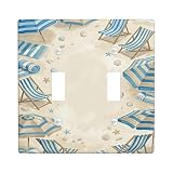 Placca di copertura per interruttore della luce doppia, per sedie da spiaggia, ombrelloni rilassati in stile costiero, in plastica blu, dimensioni standard, per casa, soggiorno, camera da letto, bagno